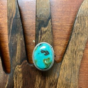 Sterling Silver Ring 925 Raw Turquoise Stone Boho